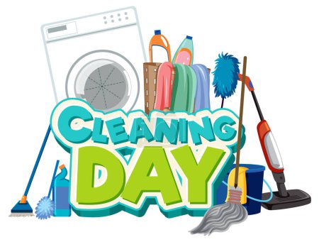Ilustración de Día de limpieza texto banner ilustración - Imagen libre de derechos