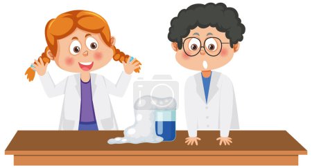 Illustration for Student doing science experiment illustration - Royalty Free Image
