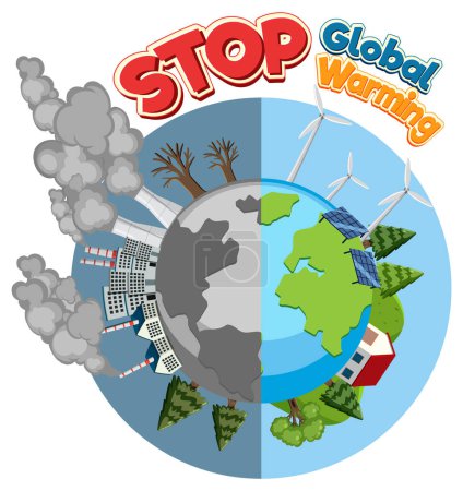 Ilustración de Detener el calentamiento global vector concepto ilustración - Imagen libre de derechos