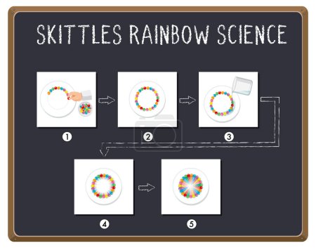 Ilustración de Arco iris skittles ciencia experimento ilustración - Imagen libre de derechos