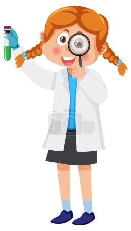 Ilustración de Científica niña usando ilustración bata de laboratorio - Imagen libre de derechos