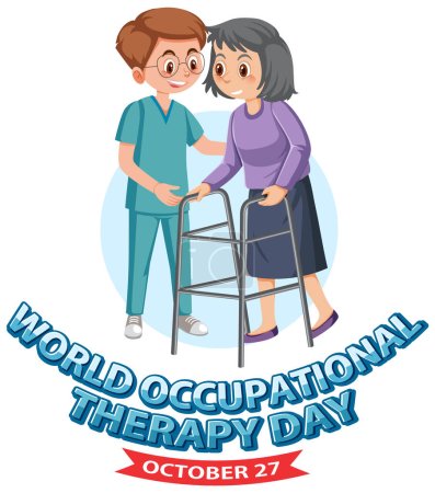 Ilustración de Día Mundial de la Terapia Ocupacional Banner Design illustration - Imagen libre de derechos