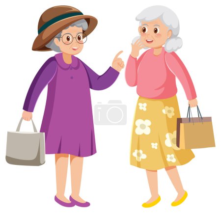 Ilustración de Dos ancianas comprando ilustración - Imagen libre de derechos