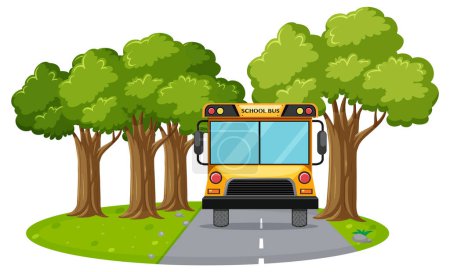 Ilustración de Autobús escolar en el camino ilustración - Imagen libre de derechos