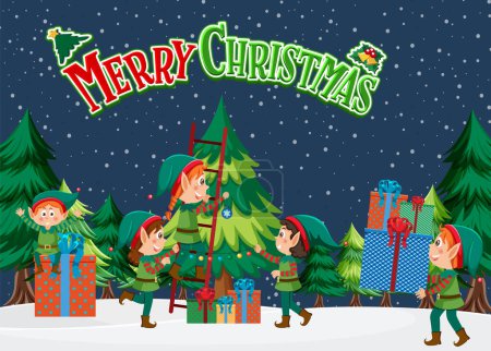 Illustration for Merry Christmas poster template illustration - Royalty Free Image