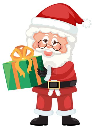 Illustration for Santa Claus holding present box illustration - Royalty Free Image