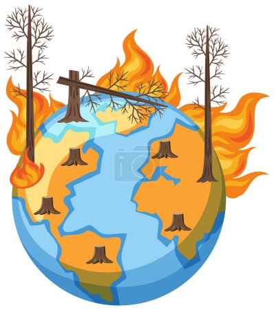Ilustración de Bushfire en el globo ilustración aislada - Imagen libre de derechos