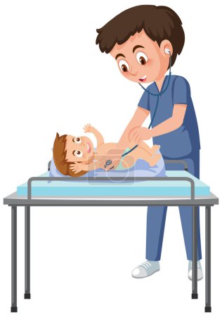 Illustration for Pediatrician doctor examining baby illustration - Royalty Free Image