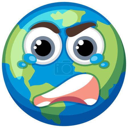 Illustration for A crying earth cartoon illustration - Royalty Free Image