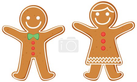 Illustration for Cute gingerbread couple on white background illustration - Royalty Free Image