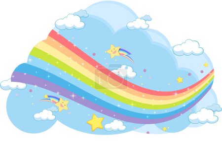 Illustration for Pastel rainbow with clouds isolated illustration - Royalty Free Image