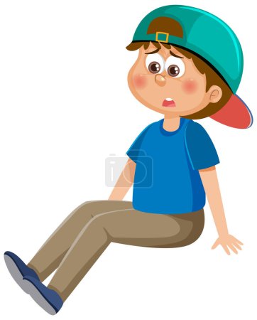 Illustration for A boy sitting with sad expression illustration - Royalty Free Image