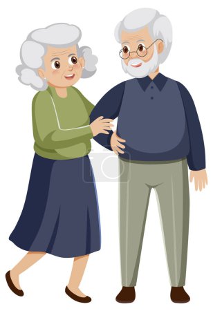 Illustration for Senior couple cartoon character illustration - Royalty Free Image