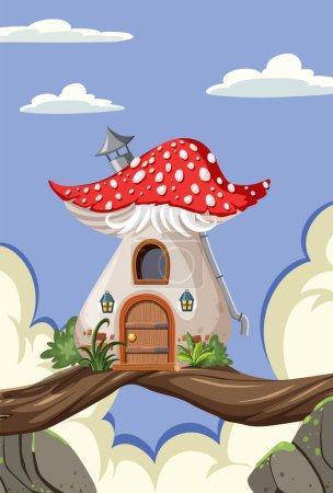 Illustration for Fantasy mystery house on top of mountain illustration - Royalty Free Image
