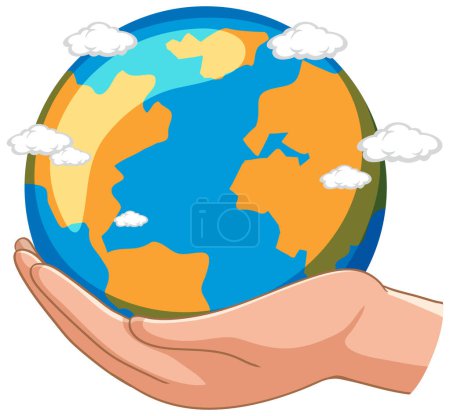 Illustration for A hand holding globe illustration - Royalty Free Image