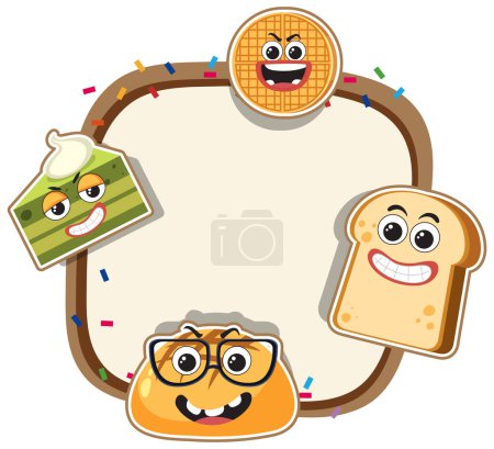 Illustration for Food cartoon frame for text template illustration - Royalty Free Image