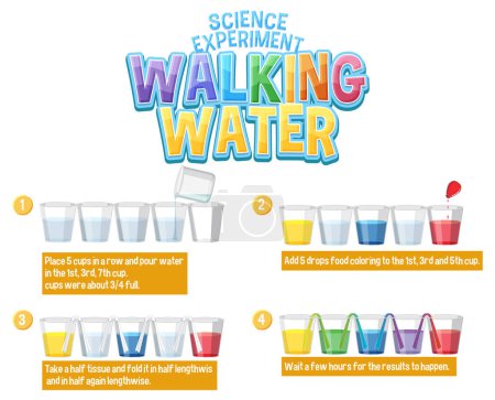 Illustration for Walking water science experiment illustration - Royalty Free Image