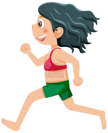 Illustration for A girl running cartoon character illustration - Royalty Free Image