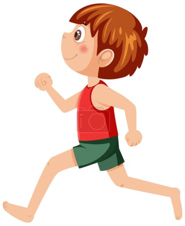 Téléchargez les illustrations : Petit garçon courir illustration de personnage de dessin animé - en licence libre de droit