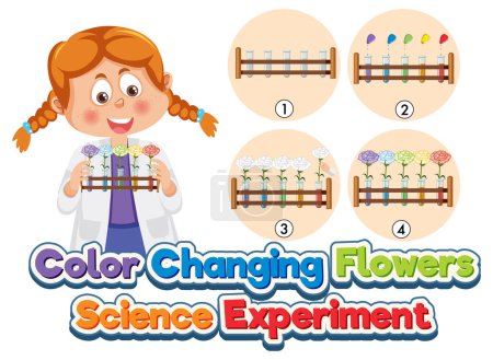 Illustration for Color Changing Flowers Science Experiment illustration - Royalty Free Image
