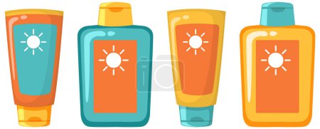 Ilustración de Loción solar botella set ilustración - Imagen libre de derechos