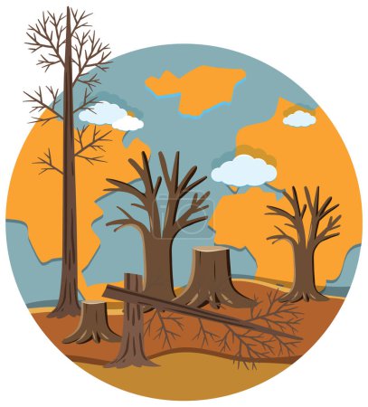 Illustration for Bushfire on the globe isolated illustration - Royalty Free Image