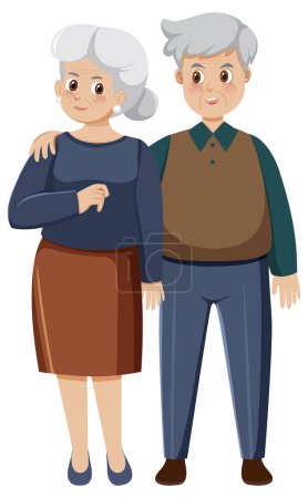 Téléchargez les illustrations : Couple âgé en illustration de style dessin animé - en licence libre de droit