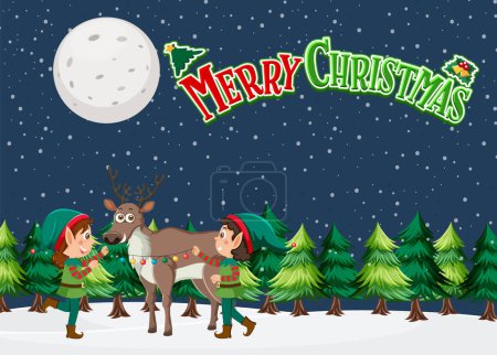 Ilustración de Feliz Navidad cartel plantilla ilustración - Imagen libre de derechos