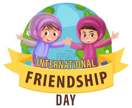 Illustration for International Friendship Day banner design illustration - Royalty Free Image
