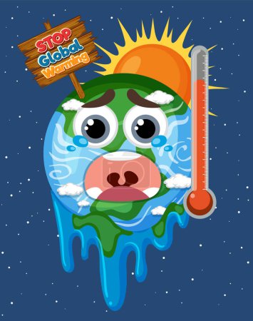 Illustration for Stop global warming poster design illustration - Royalty Free Image