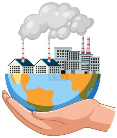 Illustration for Global warming from pollution gas illustration - Royalty Free Image