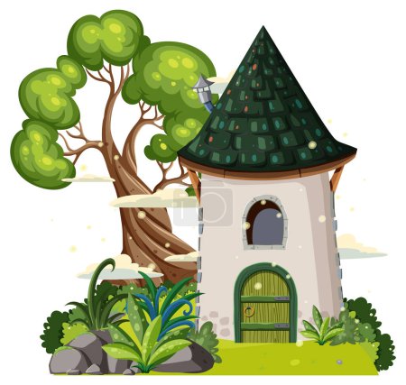 Fantasy house on white background illustration