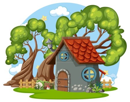 Illustration for Fairytale house in cartoon style illustration - Royalty Free Image