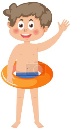 Téléchargez les illustrations : A boy wearing inflatable ring illustration - en licence libre de droit