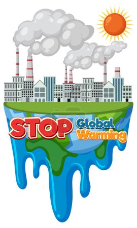 Téléchargez les illustrations : Stop global warming text banner design illustration - en licence libre de droit