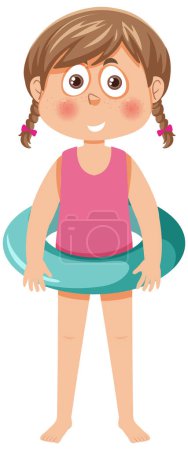 Ilustración de A girl wearing inflatable ring illustration - Imagen libre de derechos