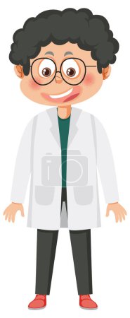 Illustration for A boy wearing lab coat illustration - Royalty Free Image