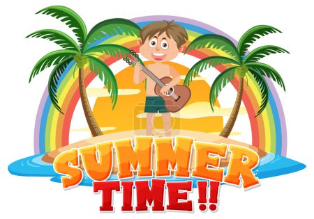 Ilustración de Summer time text on the island for banner or poster design illustration - Imagen libre de derechos
