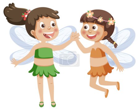 Téléchargez les illustrations : Cute fairy girls cartoon character illustration - en licence libre de droit