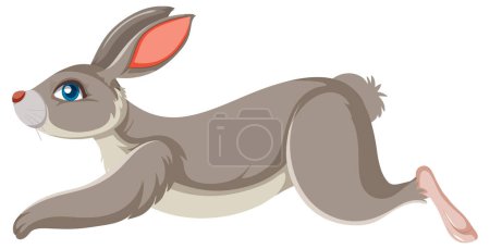 Ilustración de Side view of grey rabbit cartoon character illustration - Imagen libre de derechos