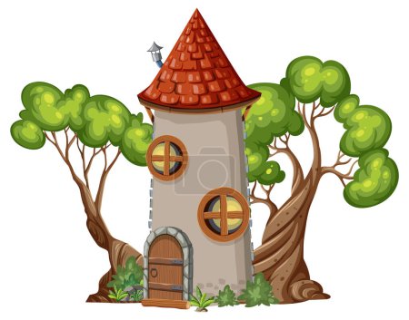 Illustration for Fairytale tower on white background illustration - Royalty Free Image