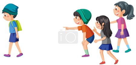Illustration for A boy get bullied by his friends illustration - Royalty Free Image