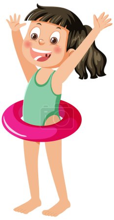Illustration for A girl wearing inflatable ring illustration - Royalty Free Image