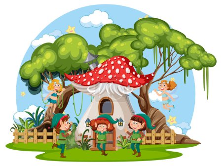 Ilustración de Fairytale house in cartoon style illustration - Imagen libre de derechos