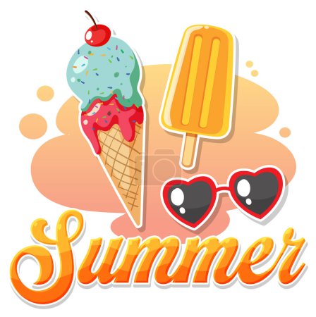 Illustration for Summer ice cream banner illustration - Royalty Free Image