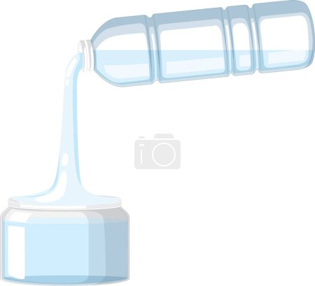 Téléchargez les illustrations : Pouring water from plastic bottle to a bowl illustration - en licence libre de droit