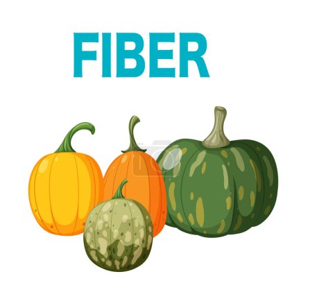 Téléchargez les illustrations : Pumpkin fiber food vector illustration - en licence libre de droit