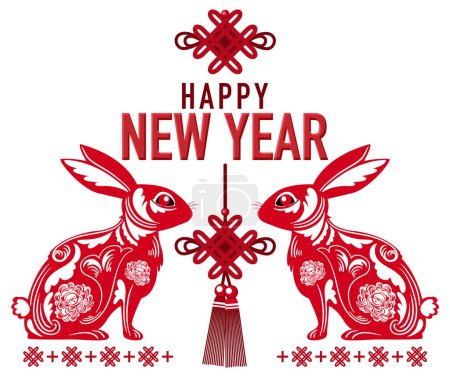 Illustration for Happy New Year 2023 banner in Chinese design illustration - Royalty Free Image