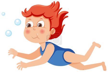 Téléchargez les illustrations : A girl wearing swimsuit is swimming illustration - en licence libre de droit