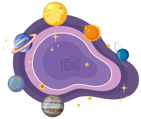 Ilustración de Planetas en la ilustración de la plantilla de fondo de espacio - Imagen libre de derechos